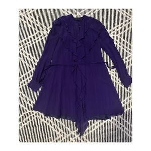 Armani Exchange Purple Silk Ruffle Shirt Dress, Size 2